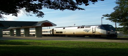 Eastbound AMTRAK leaving BC station